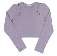 Lila žebrované crop triko s průstřihy Matalan
