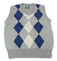 Šedá melírovaná vlněná vesta s kárami H&M