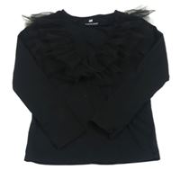 Černé triko s tylovým volány H&M