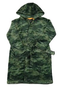 Khaki army chlupatý župan s kapucí Primark