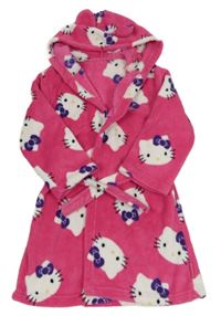 Tmavorůžový chlupatý župan s Hello Kitty a kapucí Sanrio