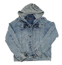 Modrá tepláková riflová bunda s kapucí