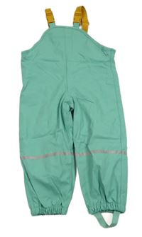 Tyrkysové nepromokavé zateplené laclové kalhoty Lupilu