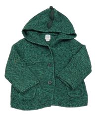 Zelený melírovaný propínací svetr s kapucí GAP