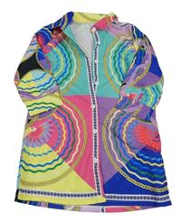 Barevné vzorované propínací košilové šaty Shein