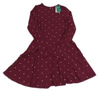Nové - Vínové bavlněné šaty s hvězdami H&M