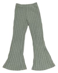 Světlezelené melírované žebrované úpletové flare legíny Shein