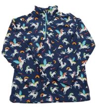 Tmavomodrá fleecová funkční mikina s jednorožci Mountain Warehouse