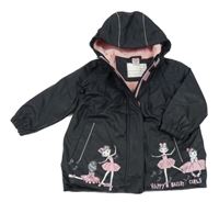 Černá nepromokavá lehce zateplená bunda s baletkami a kapucí Kiki&Koko
