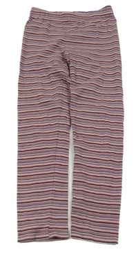 Starorůžovo-černo-bílé pruhované legíny Topolino