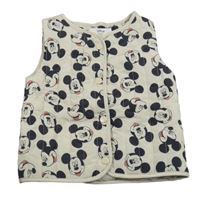Béžová prošívaná šusťáková zateplená vesta s Mickeym Primark