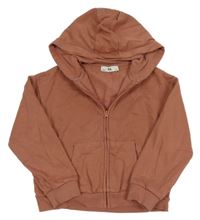 Hnědá propínací mikina s výšivkou a kapucí C&A