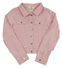 Růžová plátěná crop bunda H&M