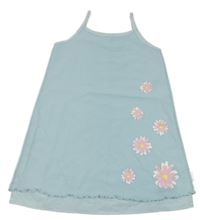 Světlemodré síťované šaty s květinami