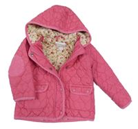 Tmavorůžová prošívaná šusťáková zateplená bunda s kapucí Next