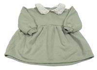 Zelenošedé teplákové šaty s květovaným límcem F&F