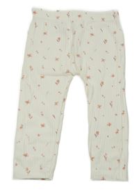 Smetanové květované žebrované legíny George