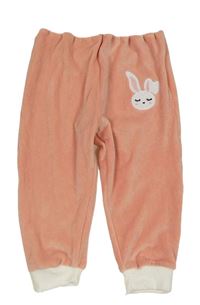 Růžové plyšové tepláky s králíkem