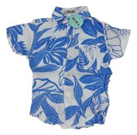 Nové - Světlemodro-modrá košile s listy