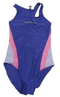 Fialovo-růžovo-lila jednodílné plavky s nápisem