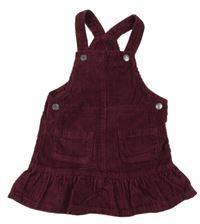 Vínové manšestrové laclové šaty Tu