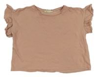 Starorůžové oversize tričko s volánky H&M