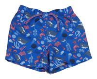 Modré šusťákové kraťasy s mořskými živočichy Primark