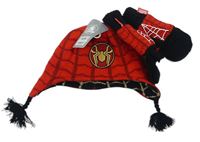 2set- Červená čepice + rukavice - Spiderman Disney