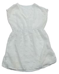 Bílé puntíkaté žoržetové šaty shein