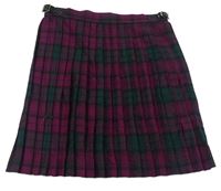 Fialovo-tmavozelený kostkovaný zavinovací kilt 