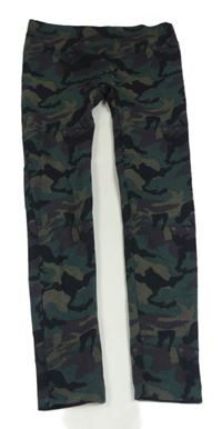 Khaki-vínovo-černé army legíny 