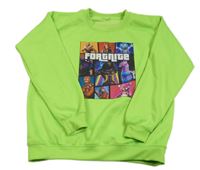 Neonově zelená mikina s Fortnite