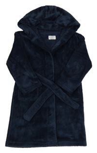 Tmavomodrý chlupatý župan s kapucí Primark