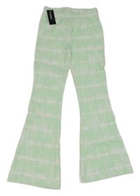 Nové - zeleno-bílé batikované flare legíny Dunnes 