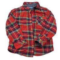 Červeno-zeleno-tmavomodrá kostkovaná košile Next