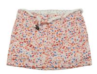 Světlerůžová květovaná plátěná sukně s páskem H&M