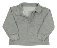 Šedá melírovaná mikina s límečkem 