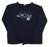 Tmavomodrý lehký svetr s nápisem z flitrů Y.F.K.