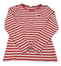 Červeno-bílé pruhované triko s nášivkou 