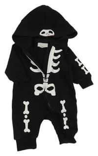 Černá tepláková kombinéza s kostrou a kapucí Primark