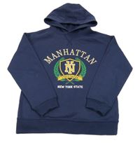 Tmavomodrá mikina s nápisem a kapucí Primark