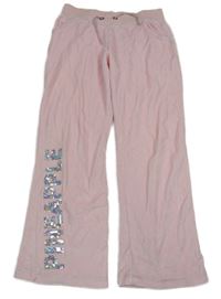 Světlerůžové sametové široké tepláky s nápisem z flitrů Pineapple