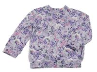 Fialová květovaná mikina s jednorožci Nutmeg