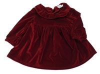 Rubínové sametové šaty s volánkem F&F