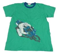 Zelené pyžamové tričko s motorkou Pocopiano