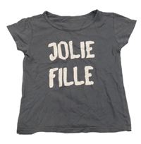 Tmavošedé tričko s nápisem 