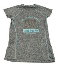 Šedé melírované sportovní tričko s nápisem 