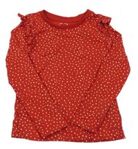 Červené puntíkaté triko s volánky Tu