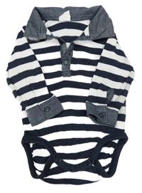 Bílo-tmavomodré pruhované body s límečkem H&M
