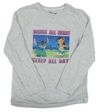 Šedé melírované triko s Lilo a Stitch Primark